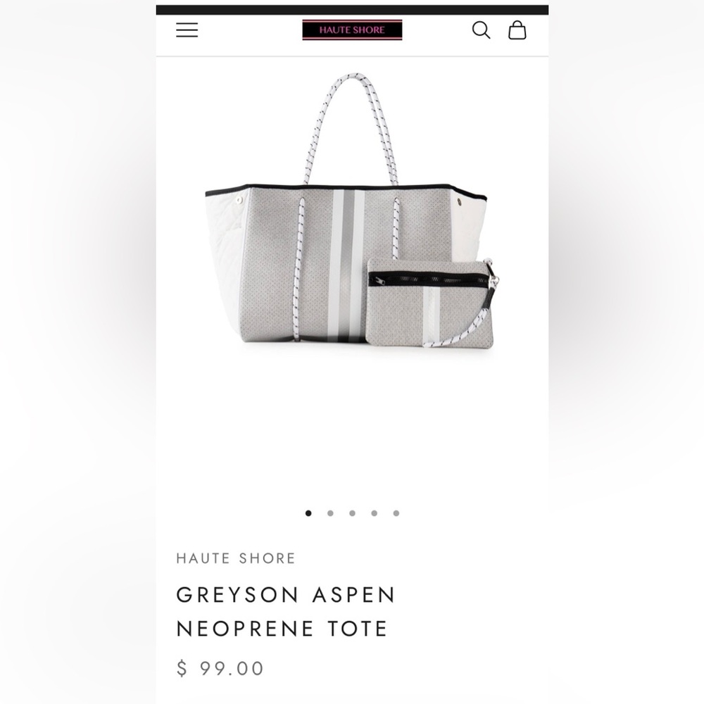 HAUTE SHORE Greyson Aspen Neoprene Tote - Grey & White